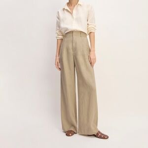Everlane Women's Linen Way-High® Drape Pant in Khaki, Size 0, Denim/Linen